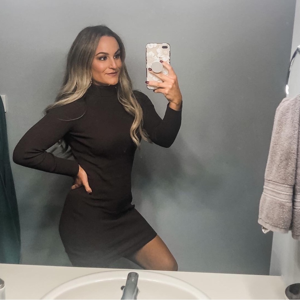 Rib knit turtleneck dress- size medium